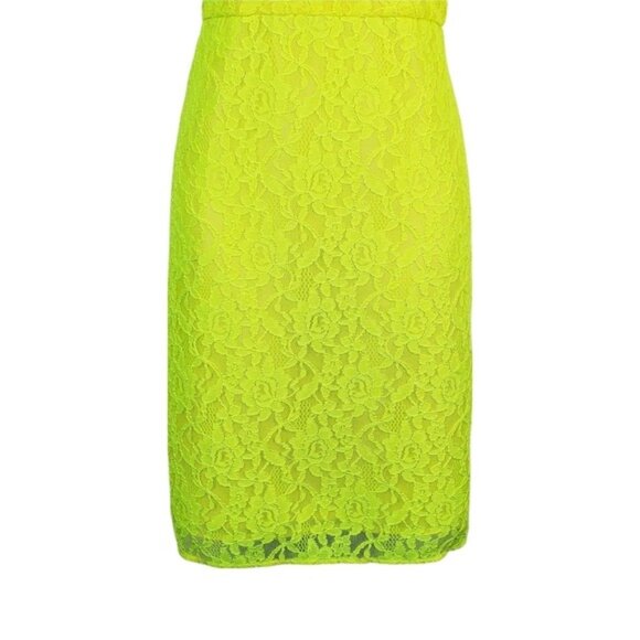 J.Crew Factory Womens Sleeveless Neon Yellow Lace Sheath Dress Size 2 NWT - Picture 3 of 8